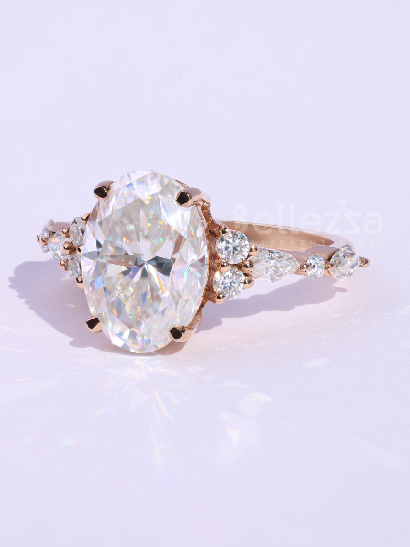 2.0CT Oval Cut Cluster Diamond Moissanite Engagement Ring