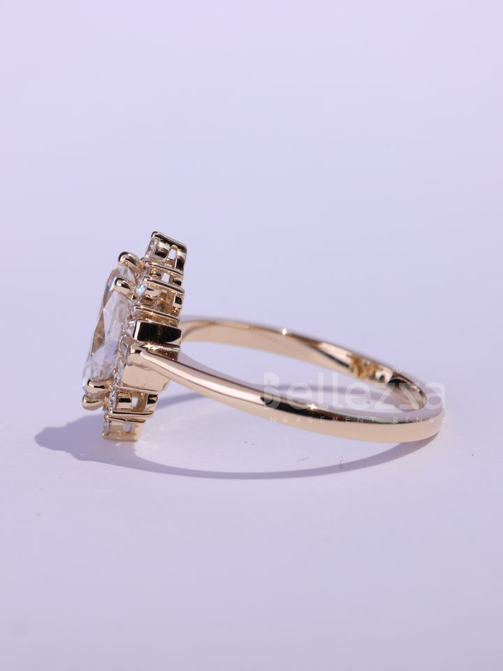 1.0CT-2.0CT Marquise Cut Cluster Moissanite Engagement Ring