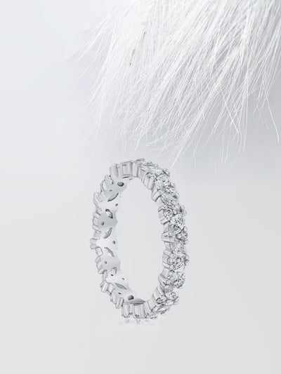 Round & Marquise Cut Cluster Diamond Wedding Band For Her