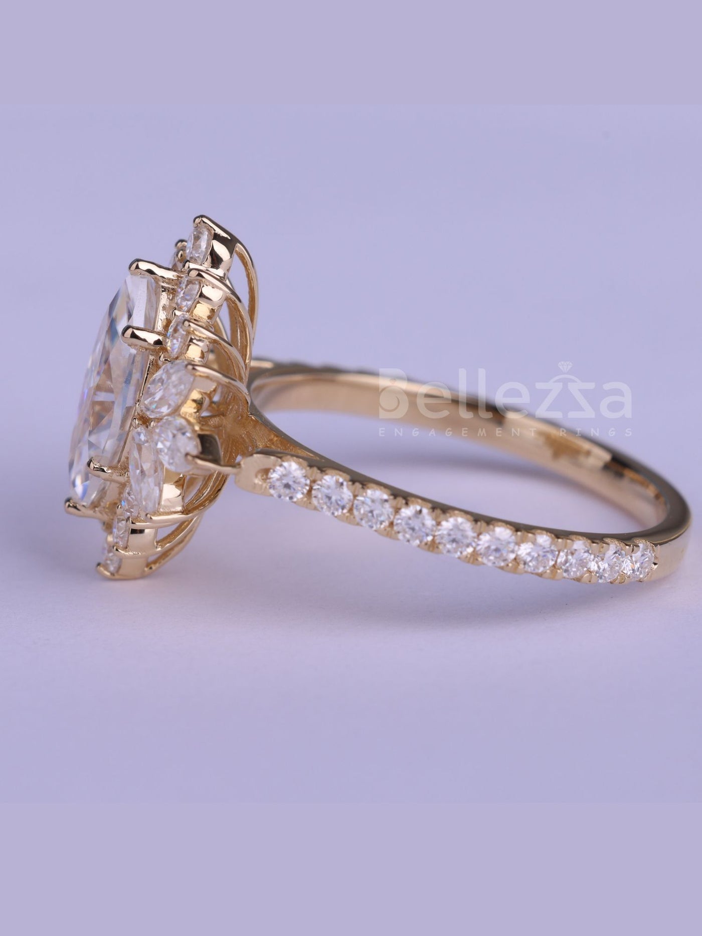 1.50CT Marquise Cut Cluster Diamond Moissanite Engagement Ring