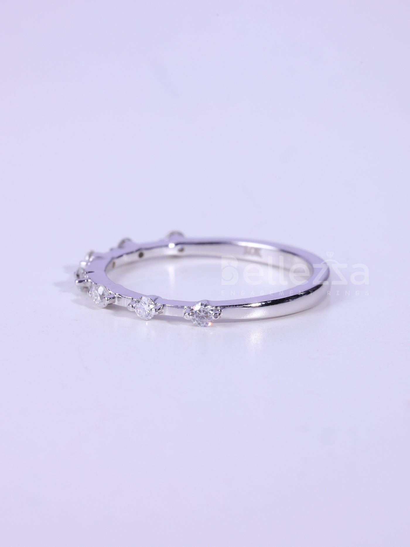 Round Cut Diamond Petite Pave Setting Moissanite Wedding Band