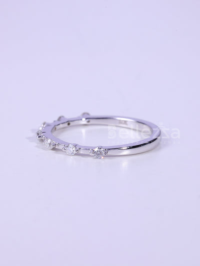 Round Cut Diamond Petite Pave Setting Moissanite Wedding Band