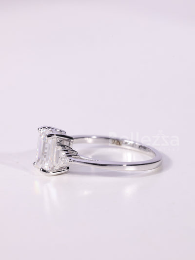 1.0CT-2.0CT Emerald Cut Cluster Diamond Engagement Ring