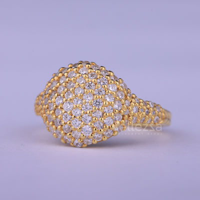 Round Cut Cluster Diamond Dome Style Moissanite Ring
