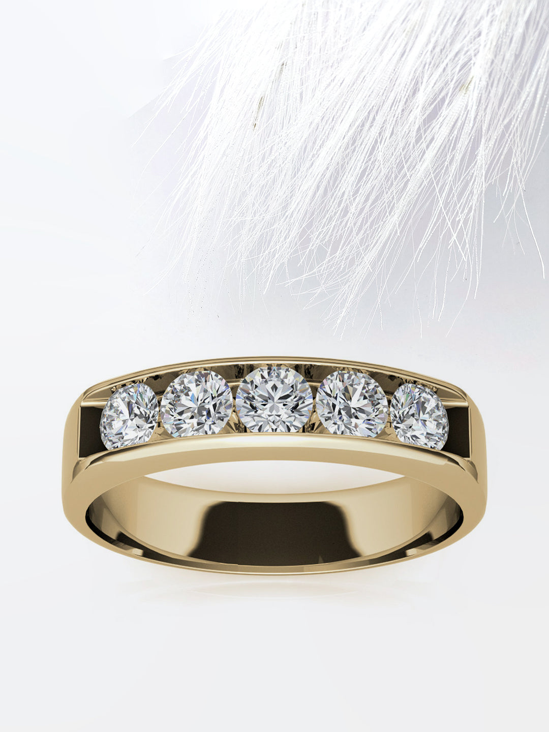 Round Cut Five Stone With Channel Row Moissanite Men's Diamond Wedding Band