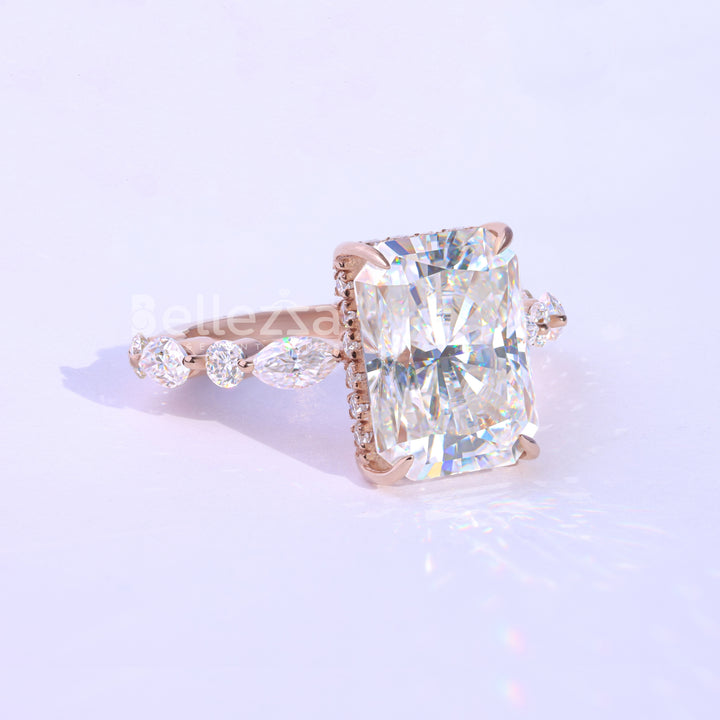 5.0 CT Radiant Cut Pave Setting Engagement Ring - Ready To Ship