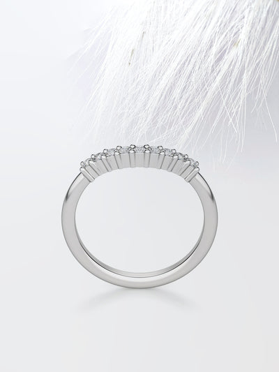 Round Cut Curved Diamond Wedding Band For Women