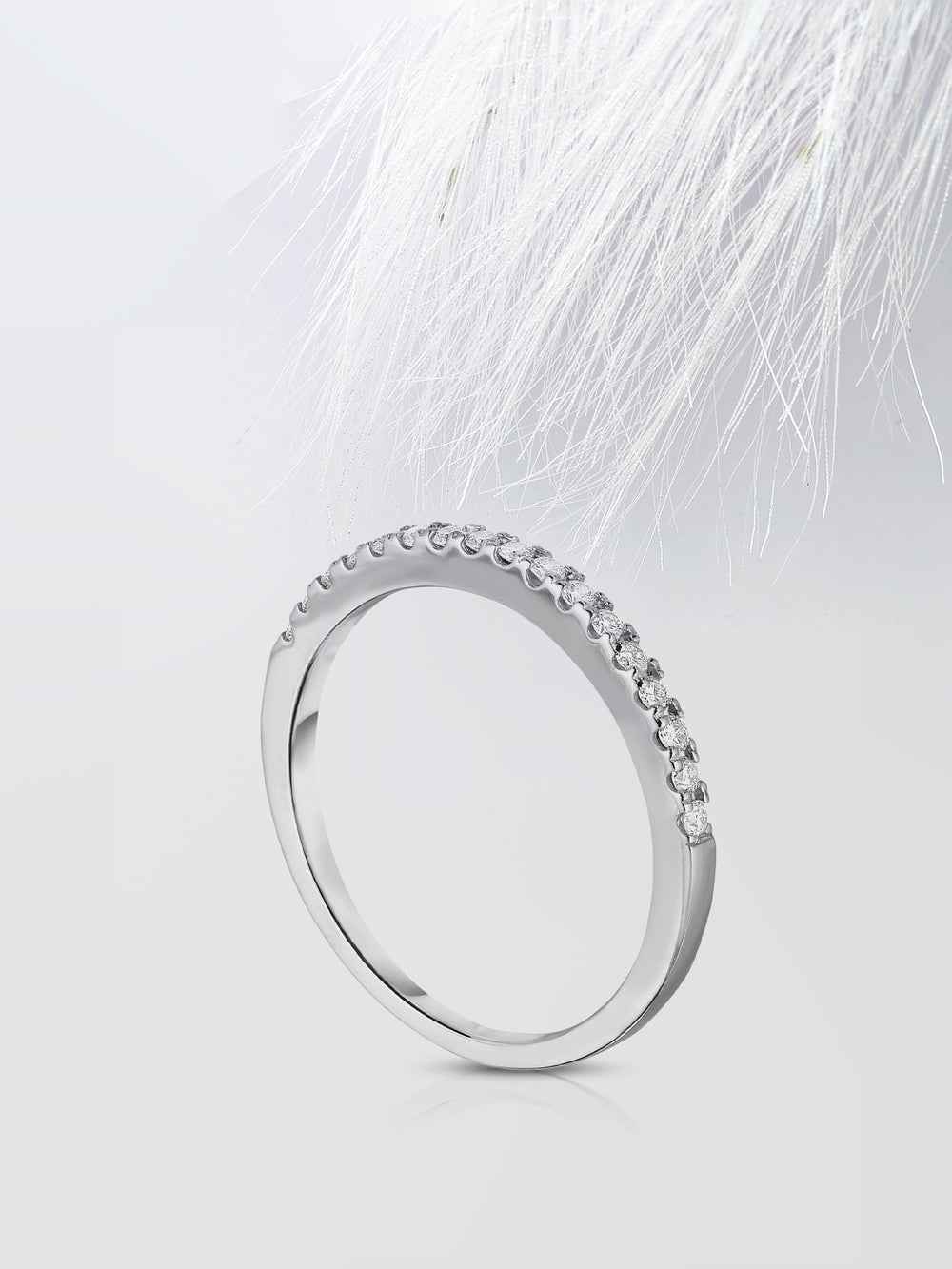 Round Cut Half Eternity Diamond Wedding Band, Anniversary Gift For Her