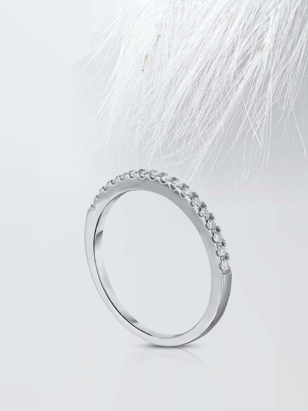 Round Cut Half Eternity Diamond Wedding Band, Anniversary Gift For Her