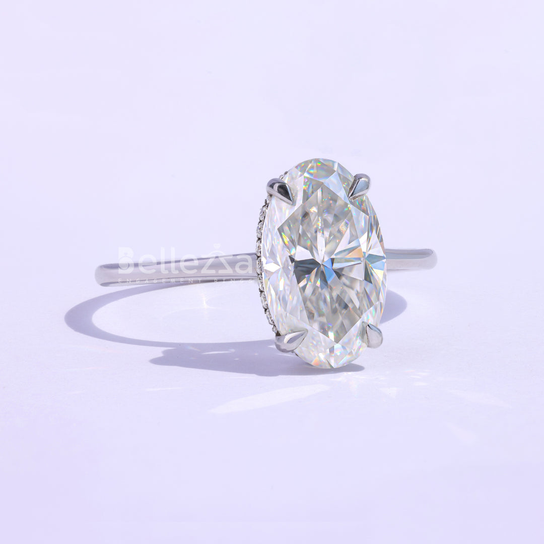 3.25CT Oval Cut Hidden Halo Engagemetn Ring - Ready To Ship