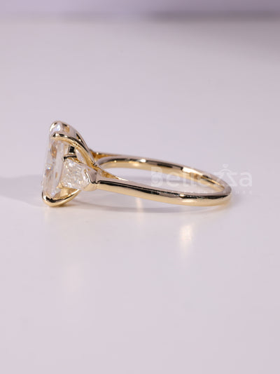 2.50CT-3.50CT Elongated Cushion Cut Three Stone Engagement Ring