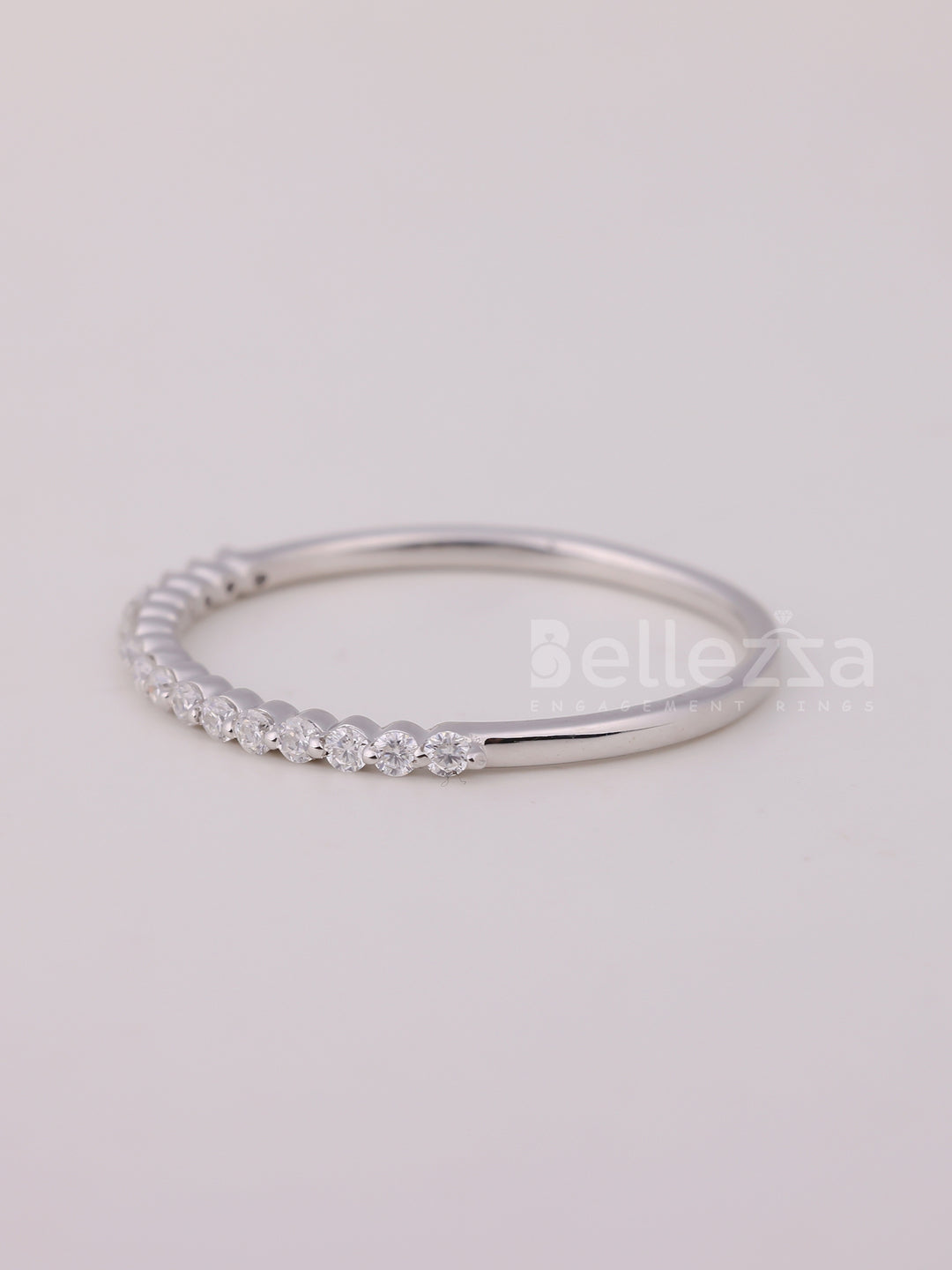 Round Cut Diamond Half Eternity Wedding Band For Her