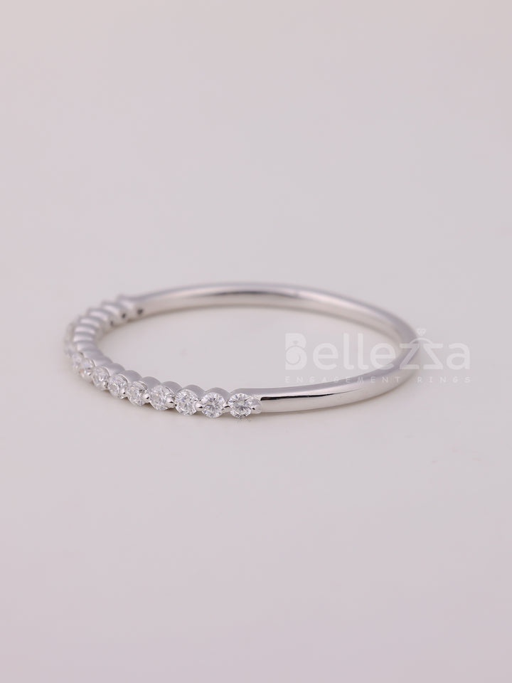 Round Cut Diamond Half Eternity Wedding Band For Her