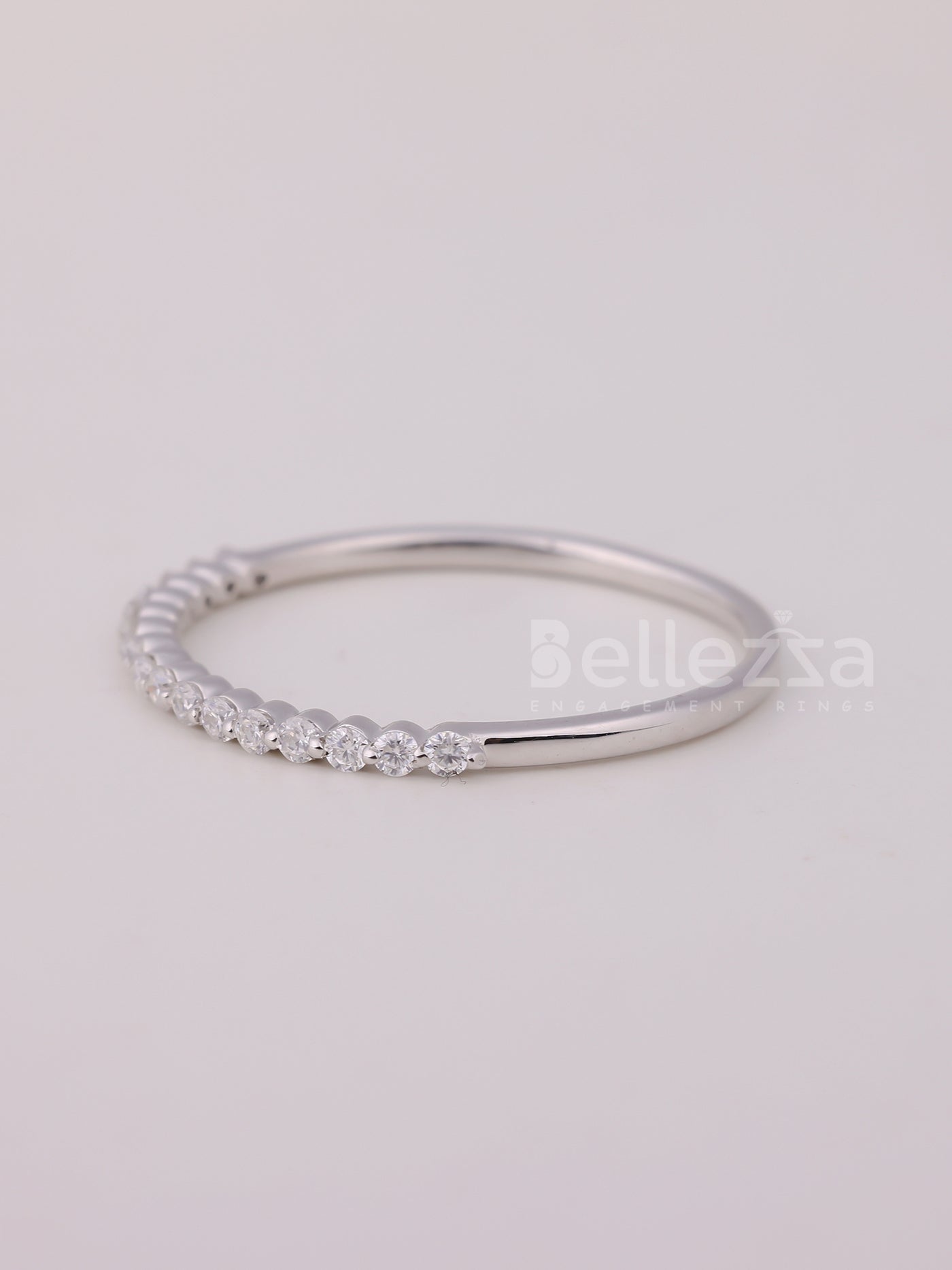 Round Cut Diamond Half Eternity Wedding Band For Her