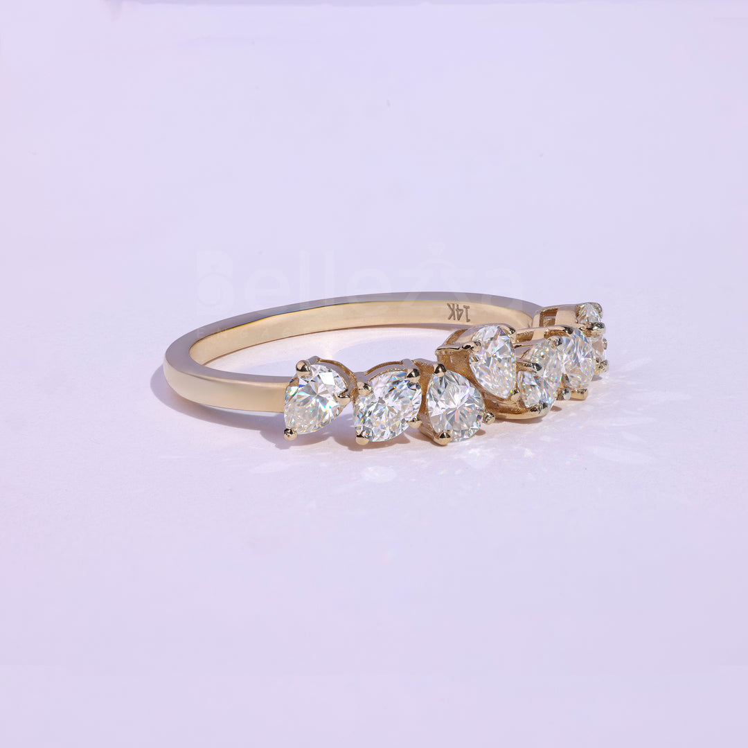 0.90 TCW Pear & Oval Cut Wedding Band - Ready to Ship