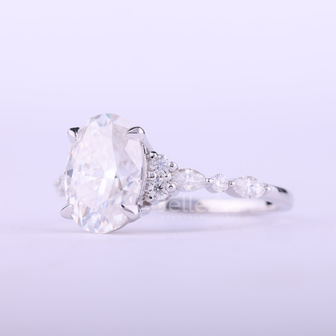 1.50CT Oval Cut Cluster Diamond Moissanite Engagement Ring