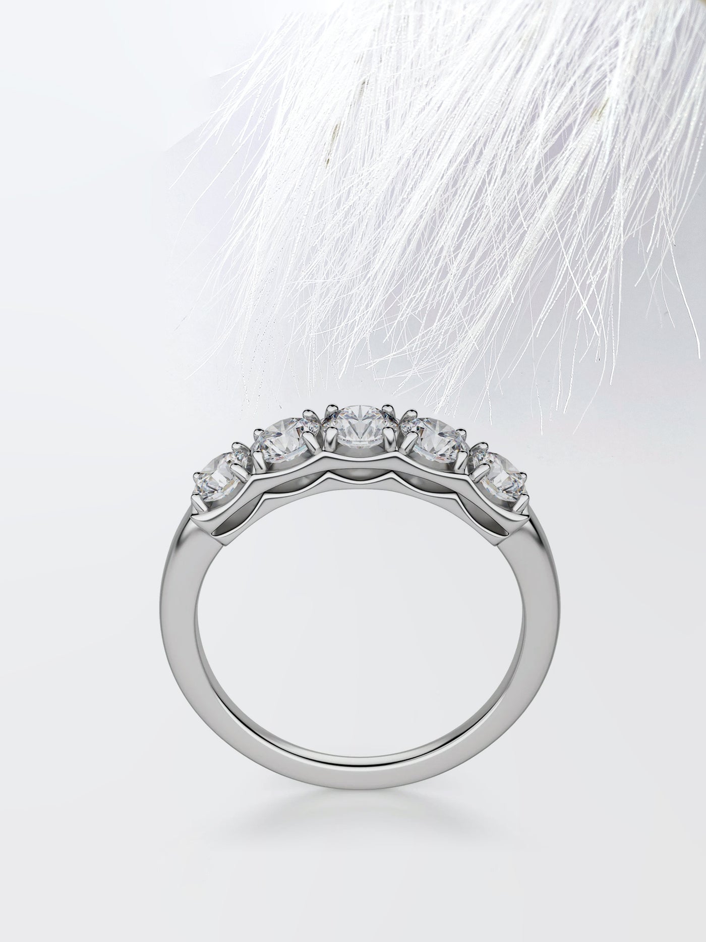 Round Cut Five Stone Wedding Band For Women