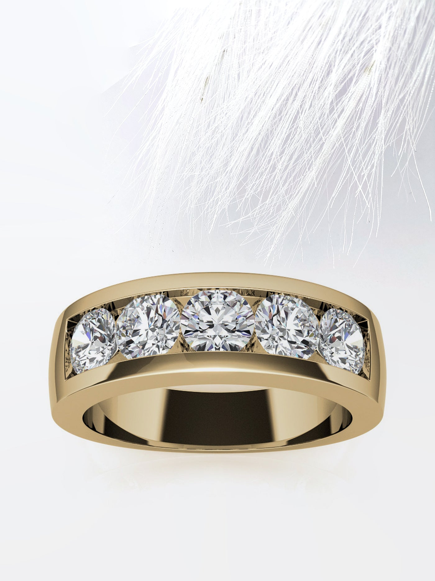 Round Cut Five Stone With Channel Row Moissanite Men's Diamond Wedding Band