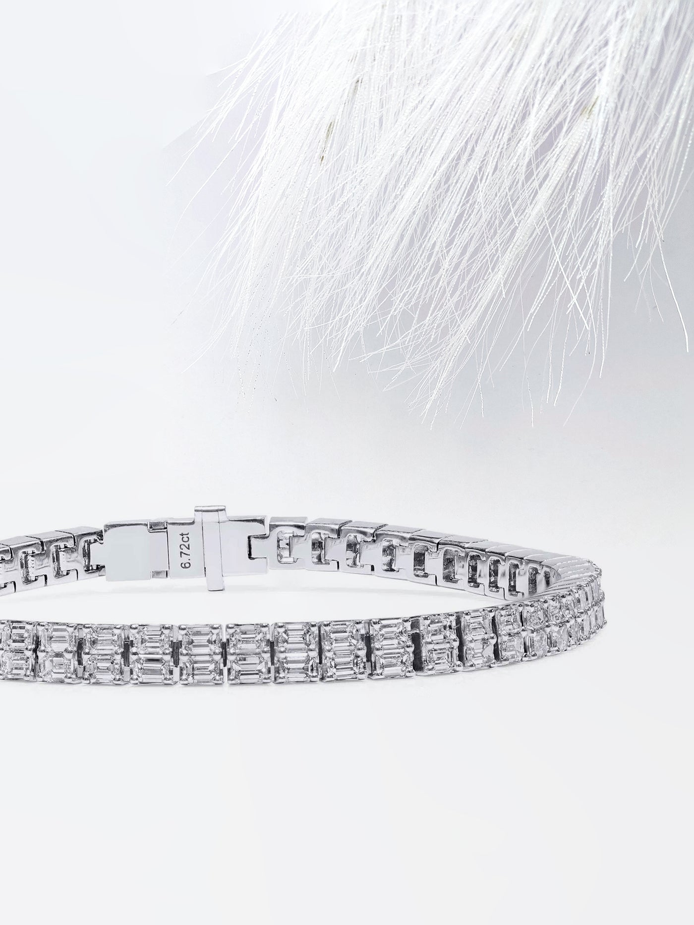 6.72ct Emerald Cut Two Row Tennis Moissanite Diamond Bracelet For Women