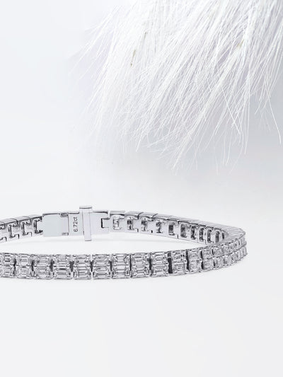 6.72ct Emerald Cut Two Row Tennis Moissanite Diamond Bracelet For Women