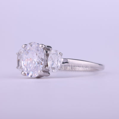 1.0CT Oval Cut Three Stone Moissanite Engagement Ring