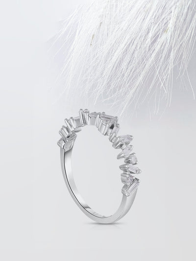 Round & Baguette Cut Cluster Diamond Wedding Band For Women