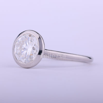 1.50CT Round Cut Bezel Setting Moissanite Engagement Ring