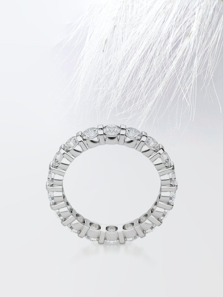 Round Cut Bar Set Diamond Wedding Band For Women