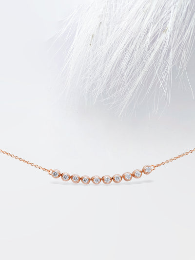 Flexible Round Cut Diamond Moissanite Bezel Necklace