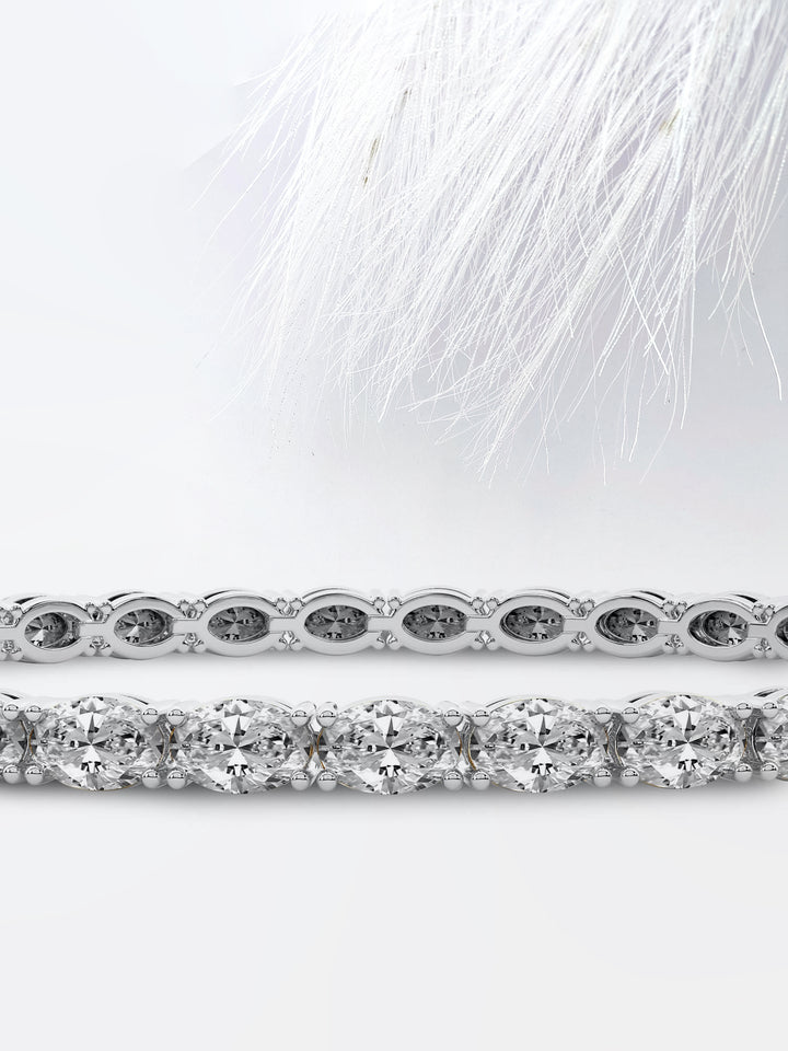 5.0ct Oval Cut Tennis Moissanite Diamond Bracelet, 14k Yellow Gold