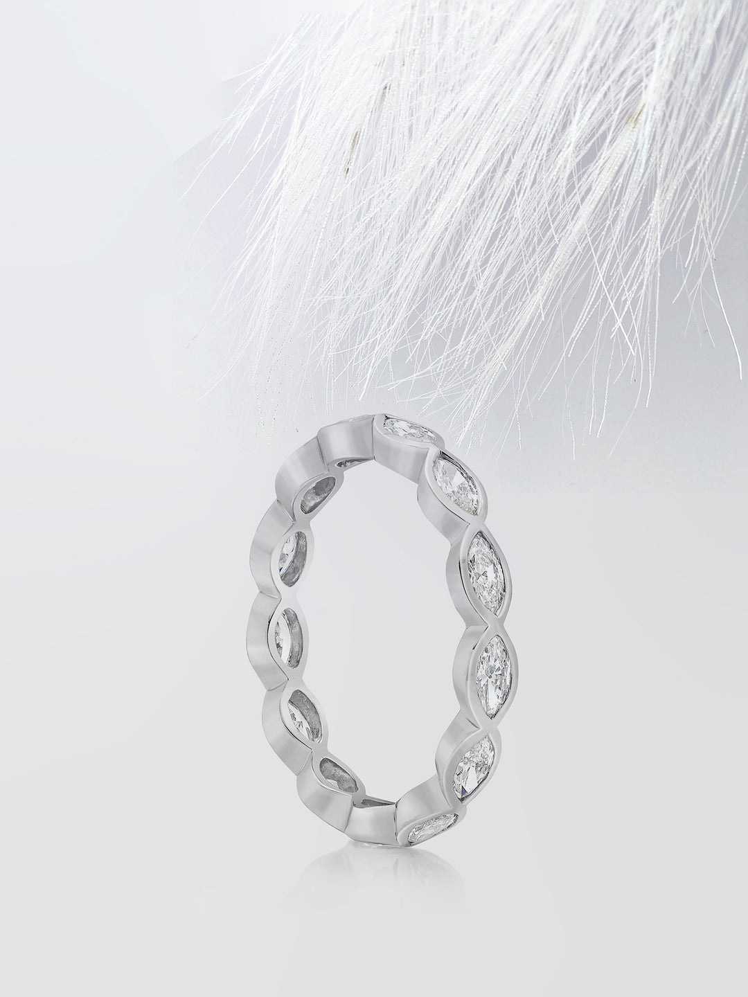 Marquise Cut Bezel Diamond Wedding Band For Women