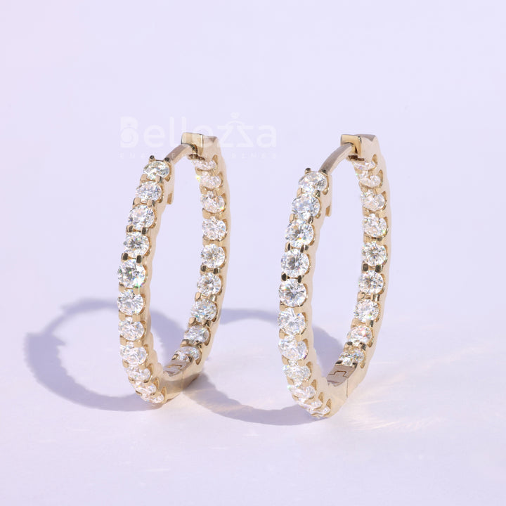 2.40TCW Round Diamond Moissanite Hoop Earrings - Ready To Ship