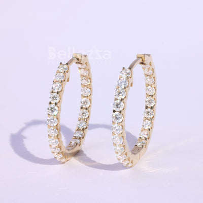 2.40TCW Round Diamond Moissanite Hoop Earrings - Ready To Ship