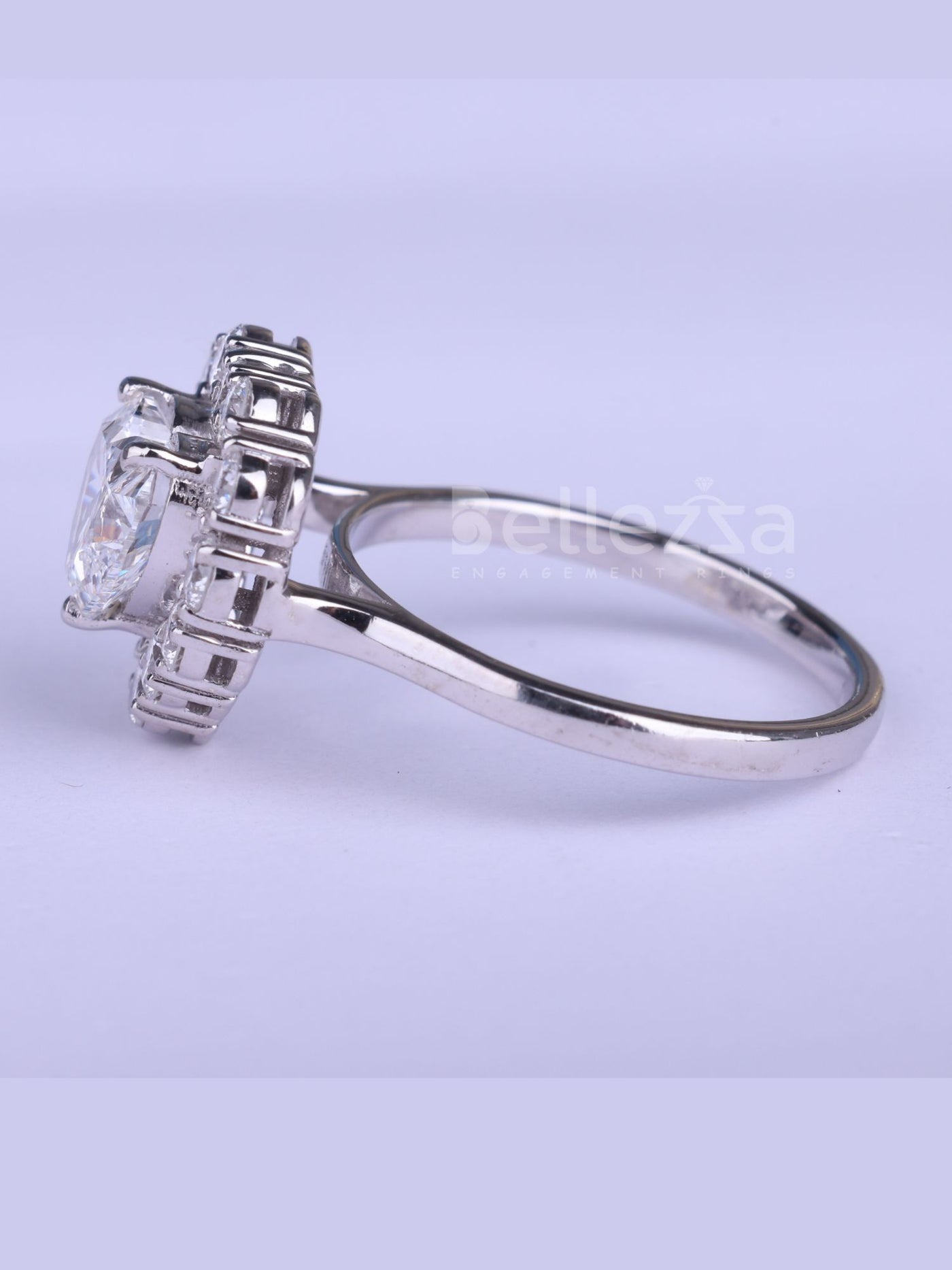 2.0CT Heart Cut Halo Setting Moissanite Engagement Ring