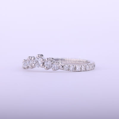 Round Cut Curved Moissanite Wedding Band For Her