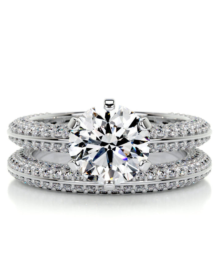 2.0 CT Round Solitaire & Pave F-VS CVD Diamond Bridal Set