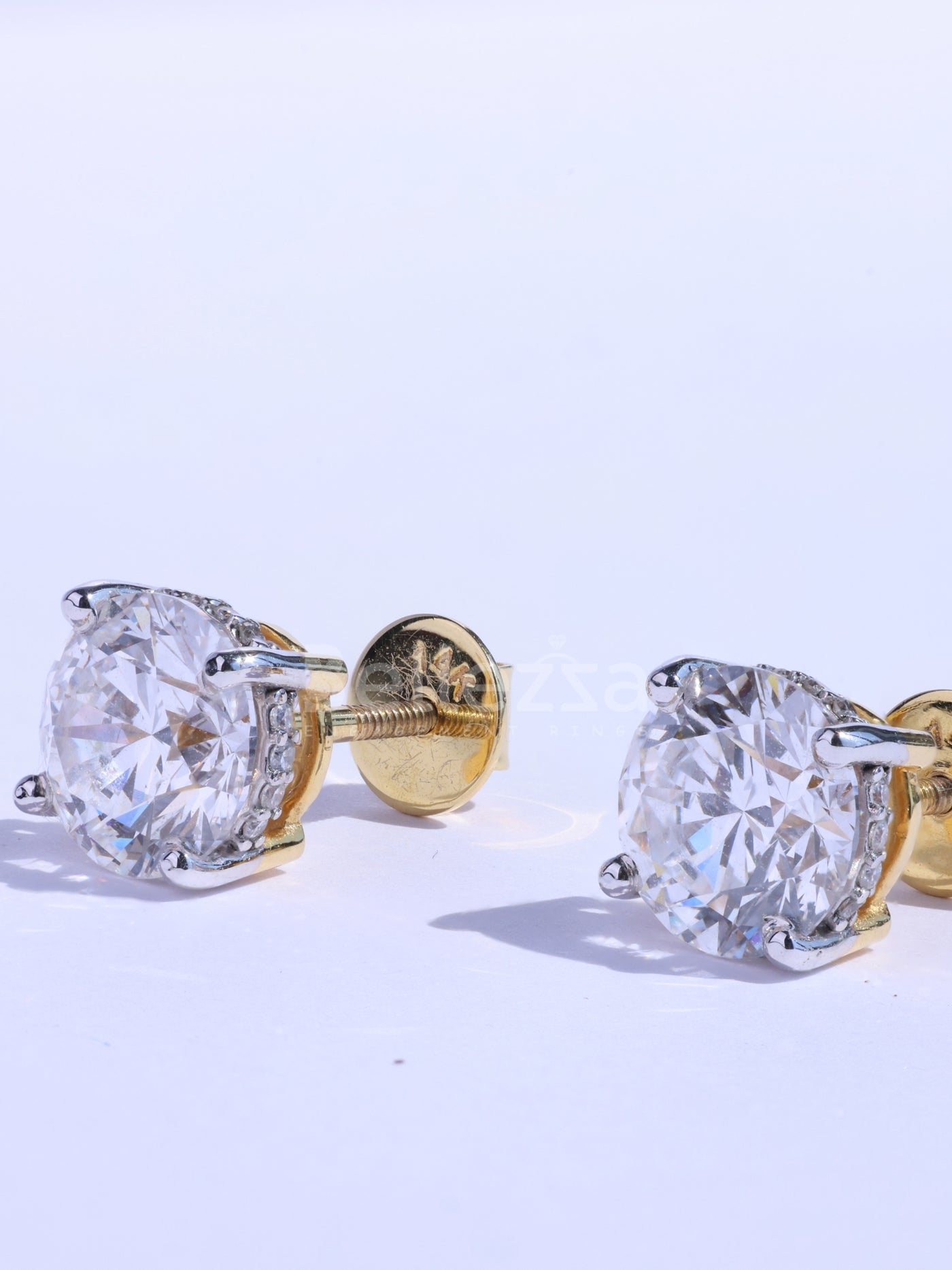Round Cut Diamond Hidden Halo Moissanite Stud Earrings