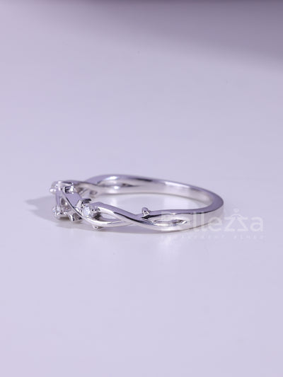 Round Brilliahnt Cut Nature Inspired Moissanite Wedding Band