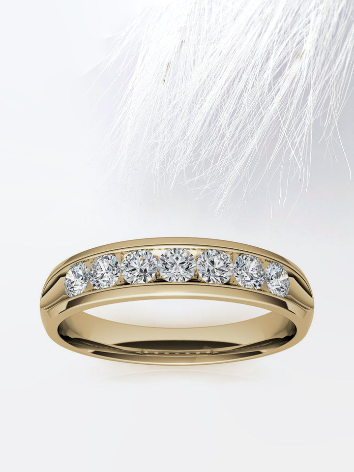 Round Cut Channel Moissanite Men's Diamond Wedding Band  For Woman