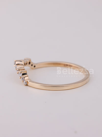 Round Cut Curved Moissanite Wedding Band For Her