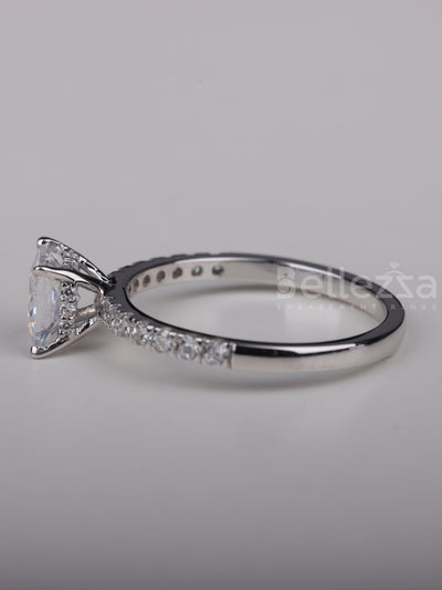 1.0CT Princess Cut Diamond Pave Setting Moissanite Engagement Ring