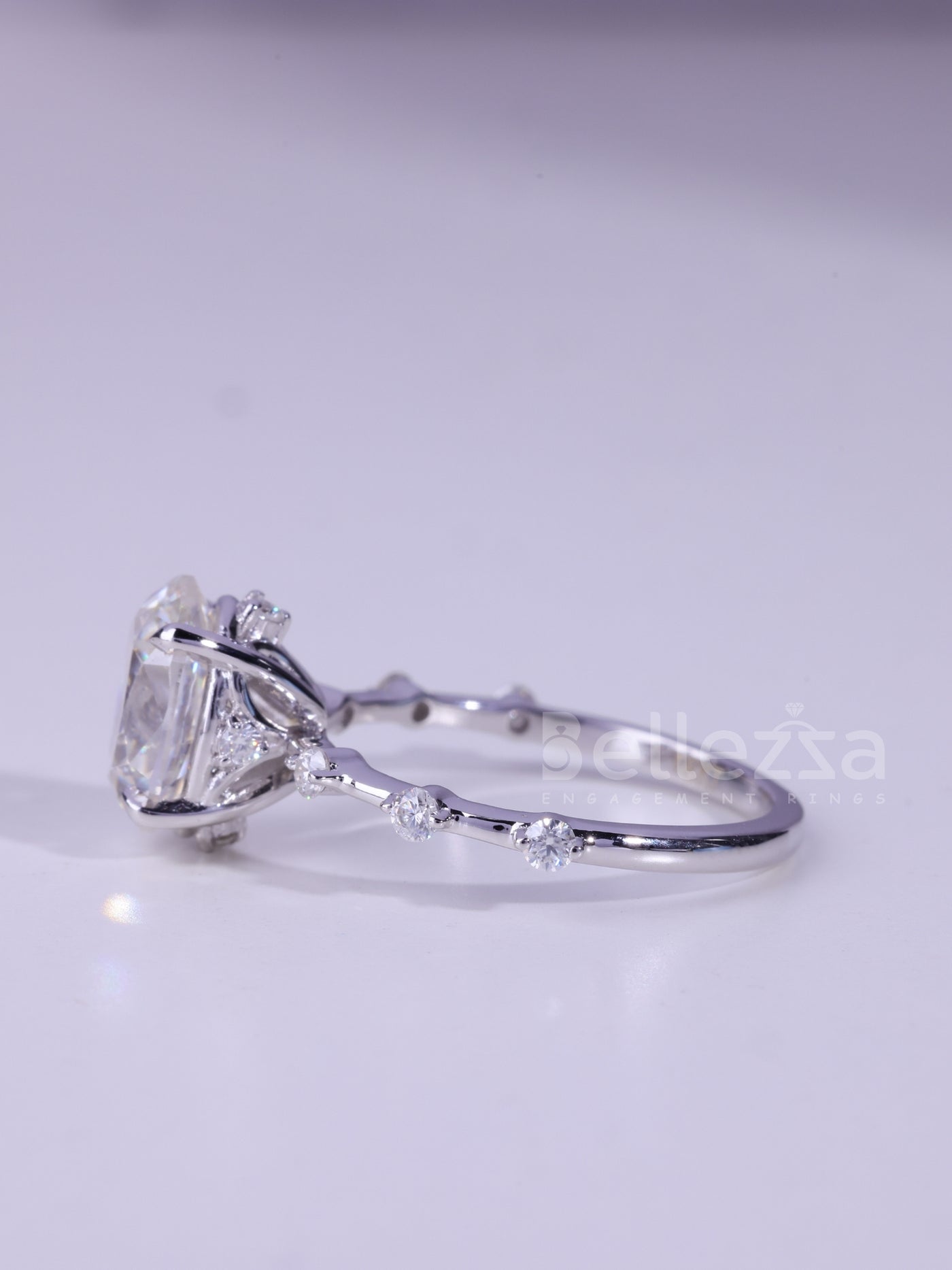 1.50CT Oval Cut Petite Pave Setting Moissanite Engagement Ring