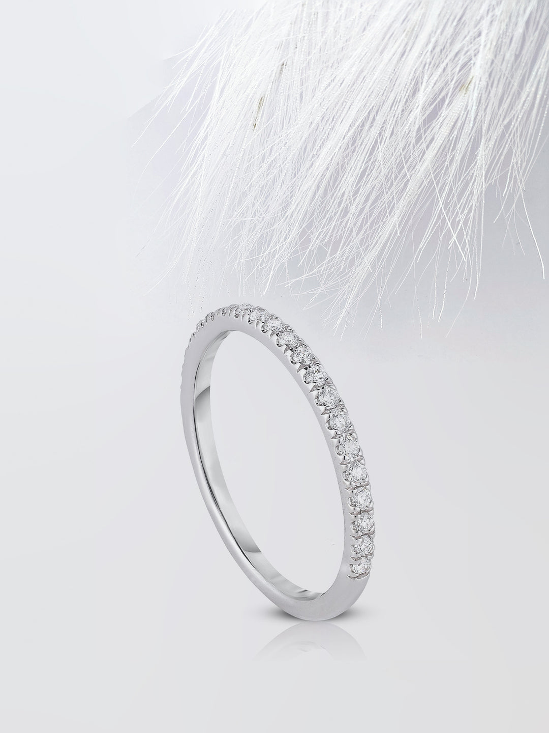 Micro Pave Half Eternity Round Diamond Wedding Band For Her