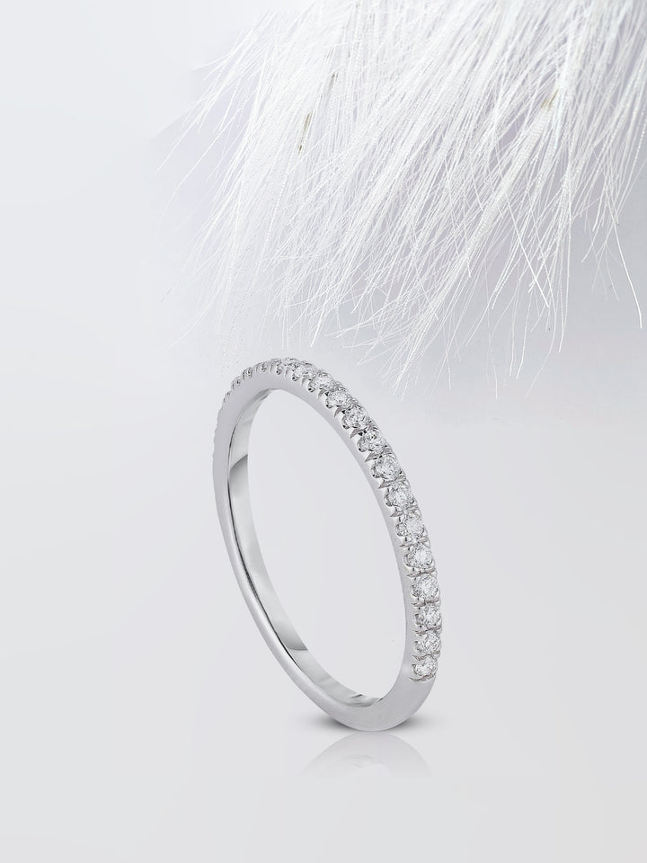 Micro Pave Half Eternity Round Diamond Wedding Band For Her