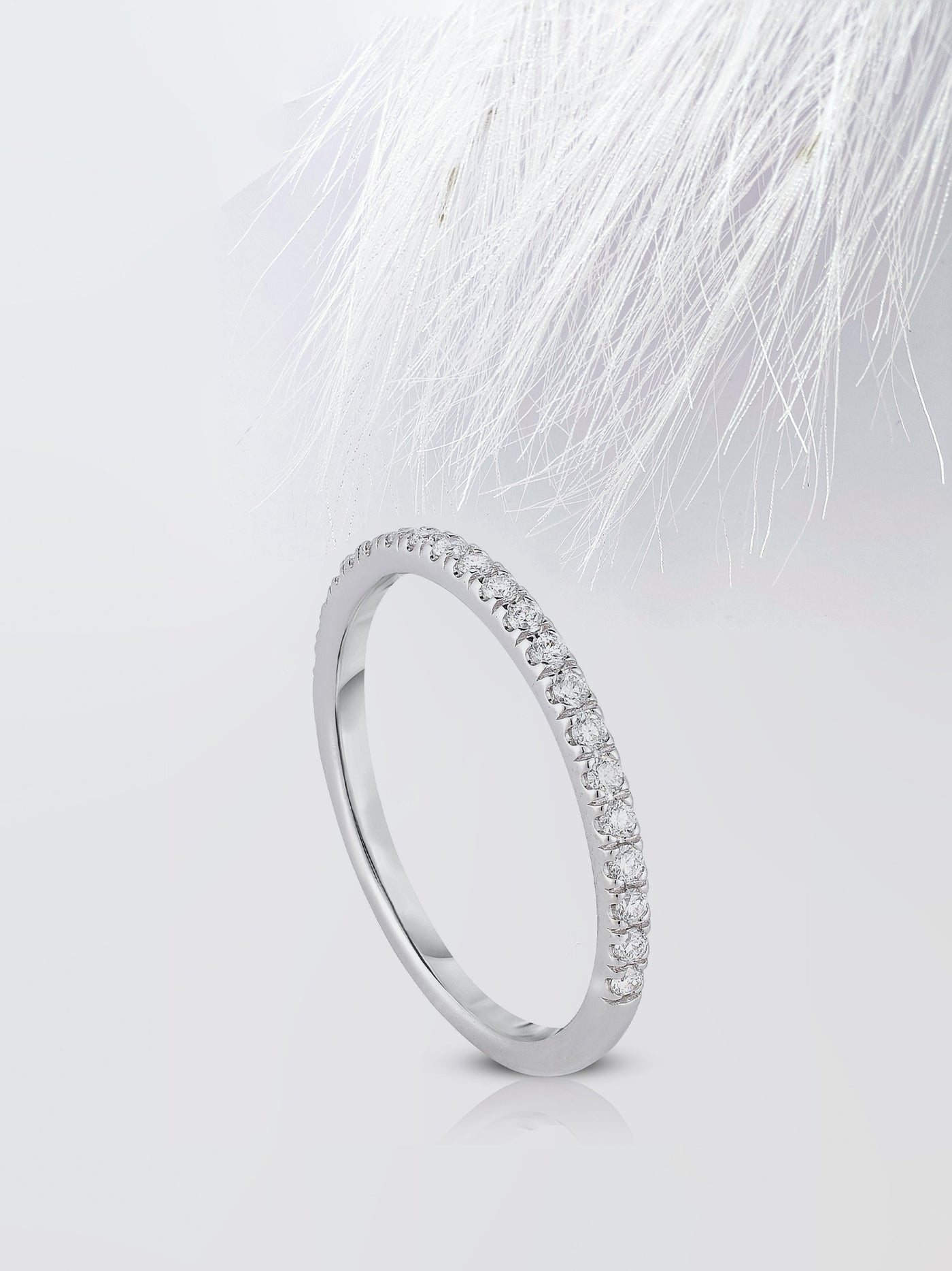 Micro Pave Half Eternity Round Diamond Wedding Band For Her