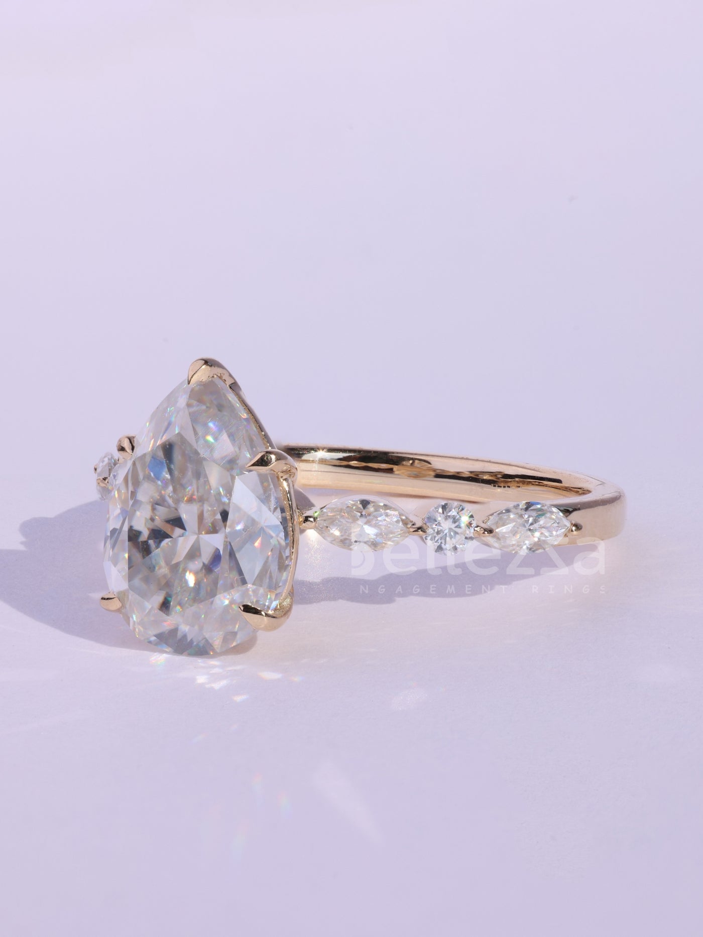 1.50CT Pear Cut Diamond Moissanite Pave Setting Engagement Ring