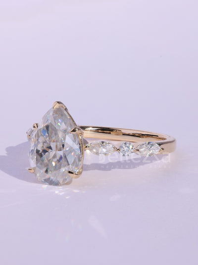 1.50CT Pear Cut Diamond Moissanite Pave Setting Engagement Ring