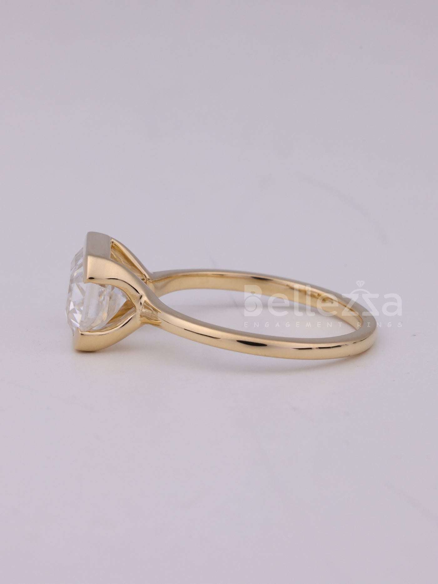 1.50CT East West Emerald Cut Half Bezel Engagement Ring