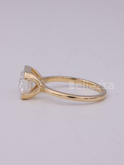 1.50CT East West Emerald Cut Half Bezel Engagement Ring