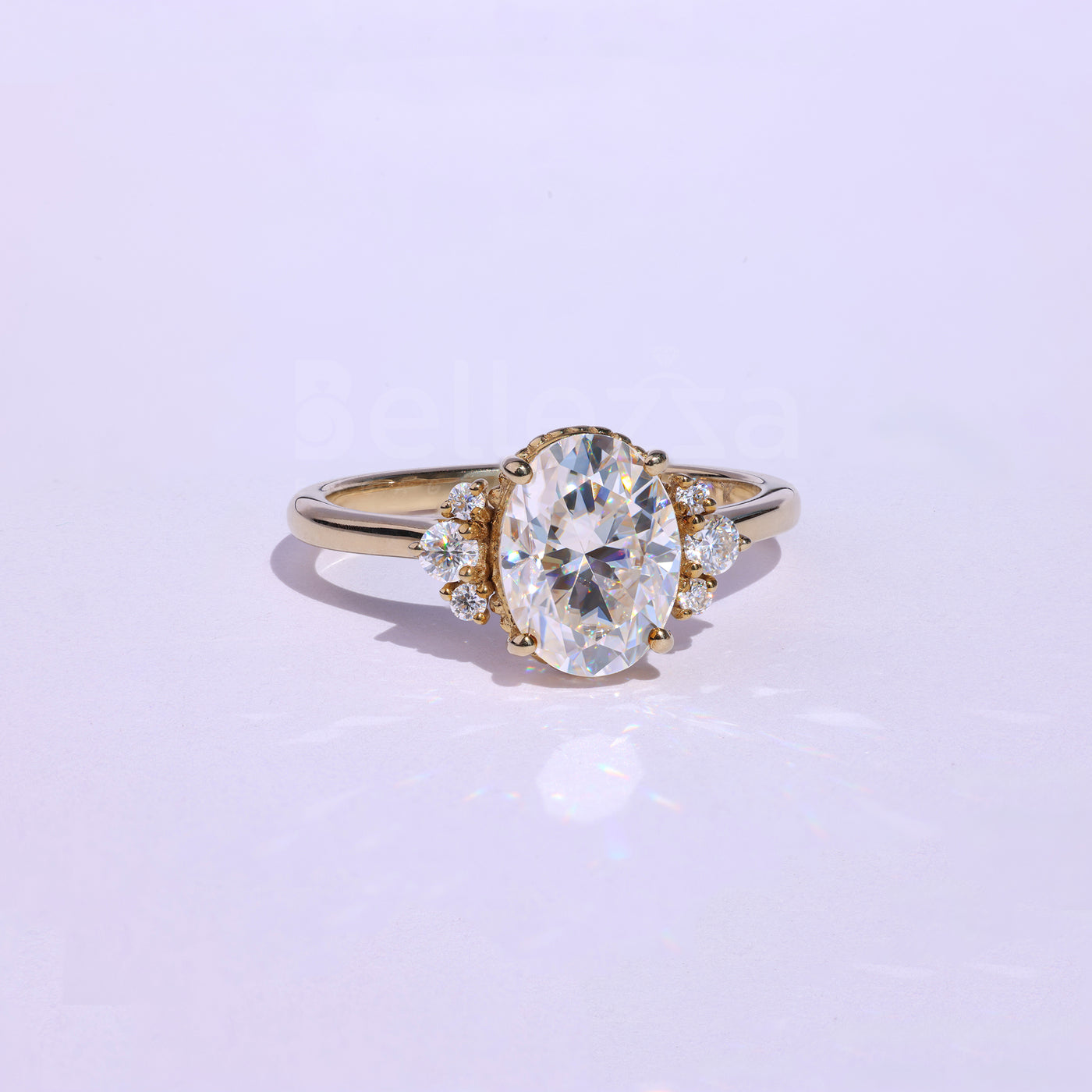 1.0CT Oval Cut Cluster Moissanite Engagement Ring - Ready to Ship